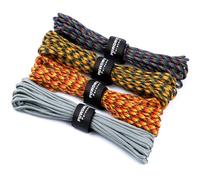 PUWOWYE Paracord 4mm, 4 Piezas 33ft Type III Cuerda Paracord 7 Core Strands, 100% Cuerda Nylon con una Capacidad de Carga de hasta 250 kg, Ideal para Acampar al Aire Libre y la Supervivencia,132 ft