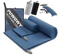 PUWOWYE Toalla Microfibra Set de 2, Toalla de Baño Grande 160x80 cm + Toalla Pequeña 80x40 cm, Toalla Playa Grande de Natacion, Toallas microfibras para el Gym, Viaje y Piscina, Azul