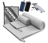 PUWOWYE Toalla Microfibra Set de 2, Toalla de Baño Grande 160x80 cm + Toalla Pequeña 80x40 cm, Toalla Playa Grande de Natacion, Toallas microfibras para el Gym, Viaje y Piscina, Gris