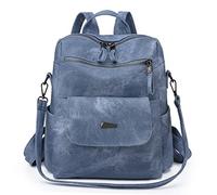 Puwuzixi Mochila para mujer, impermeable, antirrobo, ligera, PU, moda, viajes, multiusos, convertible, bolso de mano, mochila, azul, L