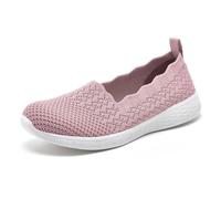 Puxowe Zapatos planos casuales sin cordones para mujer, ligeros, de punto bajo, A/Rosa, 37 EU Ancho