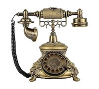 PUXZYAX Teléfono de Disco Antiguo, teléfono Antiguo, decoración de Oficina en casa de la Vieja Escuela. Presione el Tenedor de Metal y Luego Gire la tecla R en el Teclado para