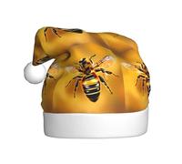 PUYhgb Bee Flying Print Adulto Santa Claus sombrero, accesorio de vacaciones, sombrero de Navidad para fiestas navideñas, actuaciones de escenario