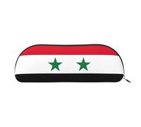 PUYhgb Bolsa de semicírculo con estampado de bandera de la República Árabe Siria, bolsa de almacenamiento con cremallera, organizador portátil de cosméticos para el trabajo, dorado, talla única