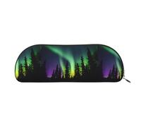 PUYhgb Bolsa de semicírculo con estampado de luces del norte oscuras, bolsa de almacenamiento con cremallera, organizador portátil de cosméticos para el trabajo, dorado, talla única, maleta
