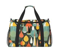PUYhgb Bolsa de viaje moderna de mediados de siglo con estampado retro con formas de gota, bolsa de viaje para la noche, bolsa de mano portátil y bandolera para deportes al aire libre