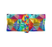 PUYhgb Bolsa minimalista para gafas de sol con estampado geométrico arcoíris, funda para gafas de sol con botón a presión para lectores, lentes de sol y accesorios