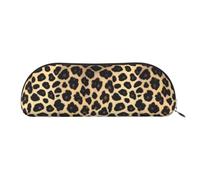 PUYhgb Bolsa semicircular con estampado de leopardo, bolsa de almacenamiento con cremallera, organizador portátil de cosméticos para el trabajo, dorado, talla única, maleta