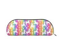 PUYhgb Bolsa semicircular con estampado de unicornios en rayas, bolsa de almacenamiento con cremallera, organizador portátil de cosméticos para el trabajo, dorado, talla única, maleta