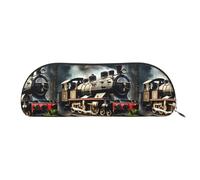 PUYhgb Bolsa semicircular con impresión de tren de locomotora de vapor, bolsa de almacenamiento con cremallera, organizador portátil de cosméticos para el trabajo, Silver, One Size, Maleta