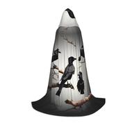 PUYhgb Capa con capucha unisex con estampado de cuervo negro con pájaros en una rama, regalo pensado para Halloween, amantes de cosplay y fiestas temáticas