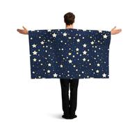 PUYhgb Capa de bandera azul marino con estampado de cielo y estrellas, disfraz de bandera de movimiento libre para ver partidos y fiestas callejeras