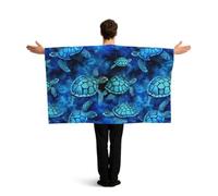 PUYhgb Capa de bandera con estampado azul de tortuga marina, disfraz de bandera de movimiento libre para ver partidos y fiestas callejeras