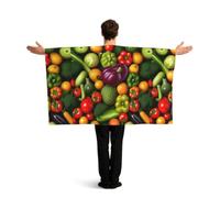 PUYhgb Capa de bandera con estampado de frutas vegetales, disfraz de bandera de movimiento libre para ver partidos y fiestas callejeras