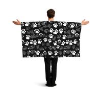 PUYhgb Capa de bandera con estampado de huellas en blanco y negro, disfraz de bandera de movimiento libre para ver partidos y fiestas callejeras