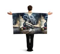 PUYhgb Capa de bandera con estampado de nubes de tren de vapor, disfraz de bandera de movimiento libre para ver partidos y fiestas callejeras