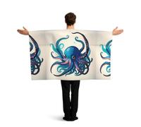 PUYhgb Capa de bandera con estampado de pulpo azul y morado, disfraz de bandera de movimiento libre para ver partidos y fiestas callejeras