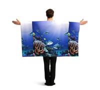 PUYhgb Capa de bandera con estampado de tiburón nadando bajo el mar, disfraz de bandera de movimiento libre para ver partidos y fiestas callejeras