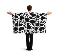 PUYhgb Capa de bandera con estampado de vaca blanca y negra, disfraz de bandera de movimiento libre para ver partidos y fiestas callejeras