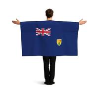 PUYhgb Capa de bandera de las Islas Turcas y Caicos con estampado de bandera portátil, disfraz de bandera de movimiento libre para ver partidos y fiestas callejeras