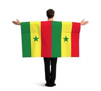 PUYhgb Capa de bandera de Senegal con estampado de bandera de Senegal, disfraz de bandera de movimiento libre para ver partidos y fiestas callejeras