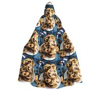 PUYhgb Capa de Halloween con estampado de galletas con chispas de chocolate, capa de carnaval para fiestas temáticas, casas embrujadas y cosplay