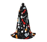 PUYhgb Capa unisex con capucha con estampado de medicina de dibujos animados, regalo pensado para Halloween, amantes de cosplay y fiestas temáticas