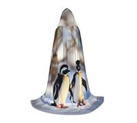 PUYhgb Capa unisex con capucha con estampado de pingüinos jóvenes con nieve, regalo pensado para Halloween, amantes del cosplay, fiestas temáticas