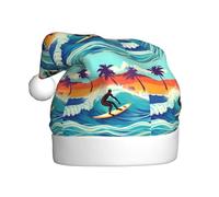 PUYhgb Hawaiano Surfer On ondulado sombrero adulto Santa Claus, accesorio de vacaciones, sombrero de Navidad para fiestas navideñas, actuaciones de escenario
