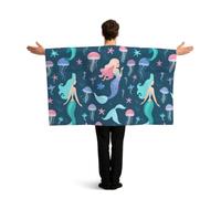 PUYhgb Hermosa capa de bandera con estampado de sirena, disfraz de bandera de movimiento libre para ver partidos y fiestas callejeras