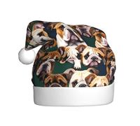 PUYhgb Lindo Bulldog Inglés imprimir sombrero de Santa Claus, accesorio de vacaciones, sombrero de Navidad para fiestas navideñas, actuaciones de escenario