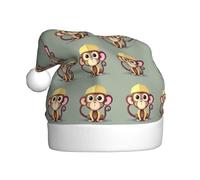 PUYhgb Lindo mono imprimir sombrero adulto Santa Claus, accesorio de vacaciones, sombrero de Navidad para fiestas navideñas, actuaciones de escenario