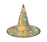 PUYhgb Lindo sombrero de Halloween con estampado de jirafas de dibujos animados salvaje, ligero para fiesta de Halloween/Carnaval, talla única para la mayoría