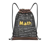 PUYhgb Mochila escolar con estampado de matemáticas, plegable, con cordón, bolsa de gimnasio para entrenamiento, viajes, yoga y uso diario, Black, M, Mochilas de viaje
