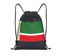 PUYhgb Mochila plegable con cordón ajustable con estampado de bandera de la República de Chechenia, bolsa de gimnasio para entrenamiento, viajes, yoga y uso diario, Black, M, Mochilas de viaje