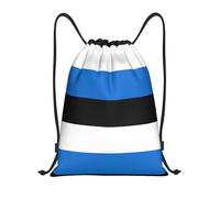 PUYhgb Mochila plegable con cordón y estampado de bandera de Estonia, bolsa de gimnasio para entrenamiento, viajes, yoga y uso diario, Black, S, Mochilas de viaje
