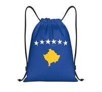 PUYhgb Mochila plegable con cordón y estampado de bandera de Kosovo, bolsa de gimnasio para entrenamiento, viajes, yoga y uso diario, Black, M, Mochilas de viaje