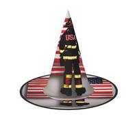 PUYhgb Rojo Raya Bombero Usa Bandera Impresión Sombrero de Halloween, Ligero Para Fiesta de Halloween/Carnaval, Talla única Se adapta a la mayoría