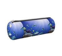 PUYhgb Shark Swimming Under The Sea - Estuche cilíndrico para bolígrafos, bolsa de papelería con cremallera suave, estuche de almacenamiento portátil, Silver, Talla única, Estuche cilíndrico