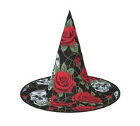 PUYhgb Sombrero de Halloween con estampado de calavera y rosa roja, ligero para fiesta de Halloween/carnaval, talla única