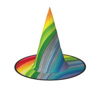 PUYhgb Sombrero de Halloween con estampado de rayas de color arcoíris, ligero para fiesta de Halloween/Carnaval, talla única más