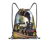 PUYhgb Steam Little Train - Mochila plegable con cordón, bolsa de gimnasio para entrenamiento, viajes, yoga y uso diario, Black, M, Mochilas de viaje