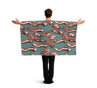 PUYhgb Streaky Bacon - Capa de bandera con estampado de tocino, disfraz de bandera de movimiento libre para ver partidos y fiestas callejeras
