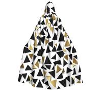 PUYhgb Triángulos de oro blanco negro estampado adulto Halloween con capucha Manto, capucha y lazo, para cosplay/truco-or-treat