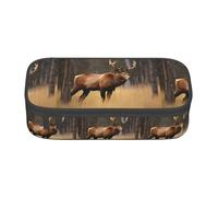 PUYhgb Wildlife - Estuche multifuncional de gran capacidad con estampado de ciervo, oso y alce para un fácil almacenamiento de artículos de papelería