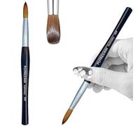 PUYREEINN Cepillo de uñas acrílico con pelo Kolinsky puro, mango de madera de ébano y cepillo de uñas 100% Mink Sable Hair, cepillo de gel para fuerza acrílica y extensión de uñas #8, 10, 12, 14, 16