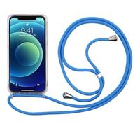 PuYu Zhe Funda con Cuerda Compatible con Samsung Galaxy S10,Carcasa Transparente TPU Silicona Case con Ajustable Collar Correa de Cuello Cadena Cordón-Cielo Azul
