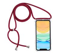 PuYu Zhe Funda con Cuerda Compatible con Samsung Galaxy S20 Plus(6.7)(4G/5G),Carcasa Transparente TPU Silicona Case con Ajustable Collar Correa de Cuello Cadena Cordón-Azufaifo Rojo