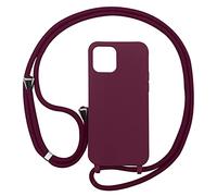 PuYu Zhe Funda para iPhone 11,Ajustable Collar Correa de Cuello Cordón Carcasa Caja Silicona TPU Bumper Caso-Rojo Vino