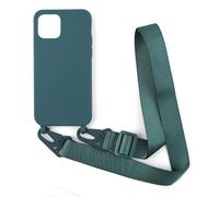 PuYu Zhe Funda para iPhone 12 Pro MAX,Ajustable Collar Correa de Cuello Cordón Carcasa Caja Silicona TPU Bumper Caso-Verde Oscuro